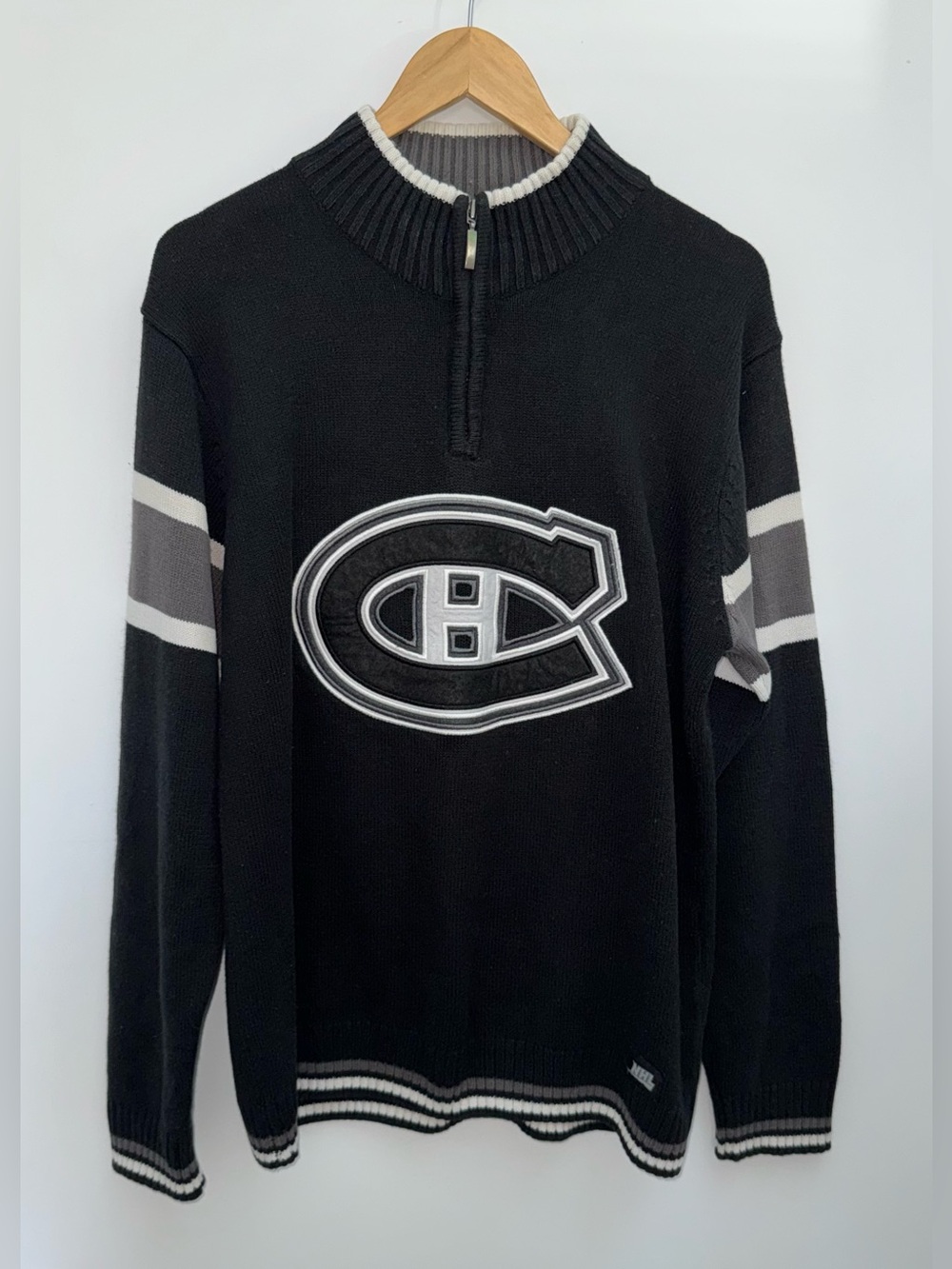 Montreal Y2K Canadiens 1/4 Zip Knit Sweater Men’s Medium - Black White